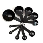 Set of 10 pieces of plastic spoons for weighing, black color